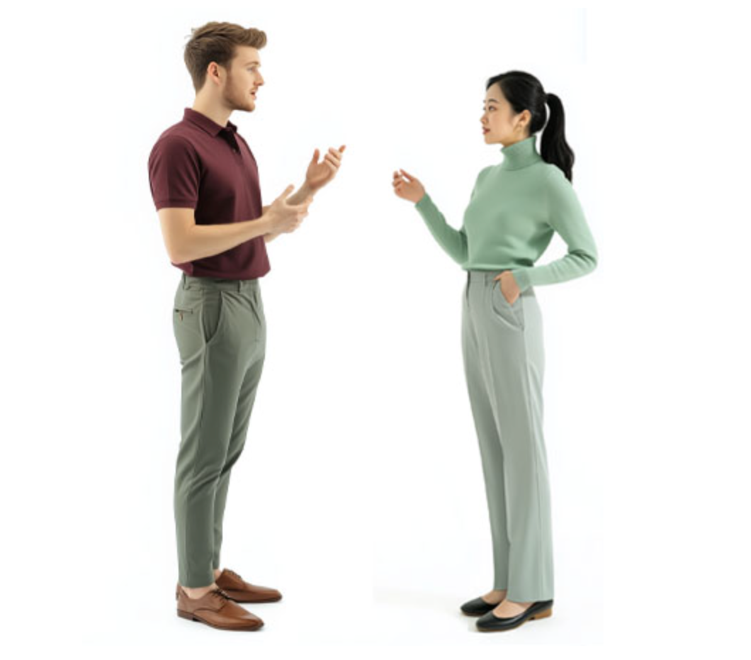 Two speakers in conversation